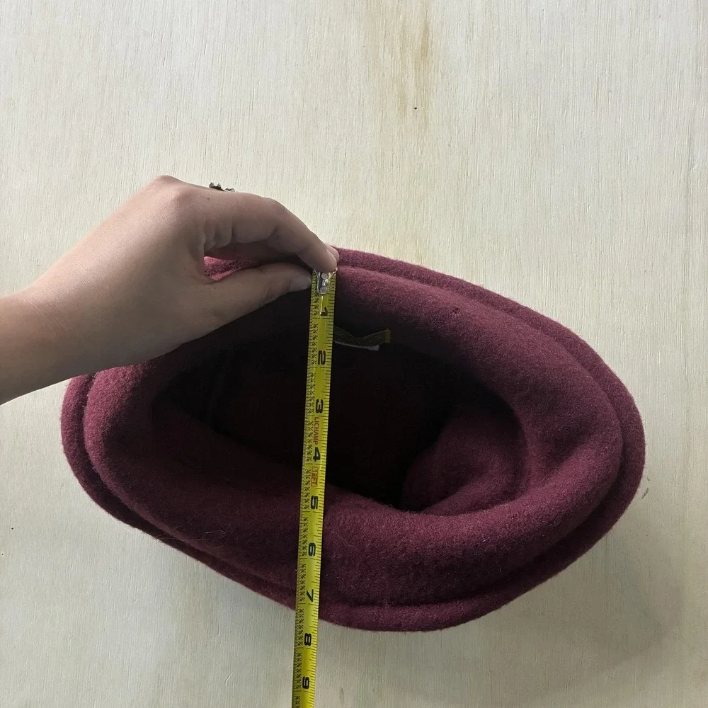 Scala Collezione Hat Cloche Womens One Size Red Wool Felt Pleated Fall‎ Winter